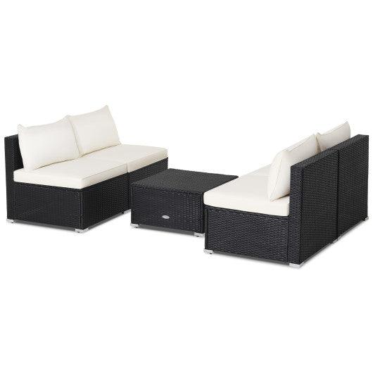 5 Pieces Outdoor Patio Furniture Set with Cushions and Coffee Table at Set Shop and Smile