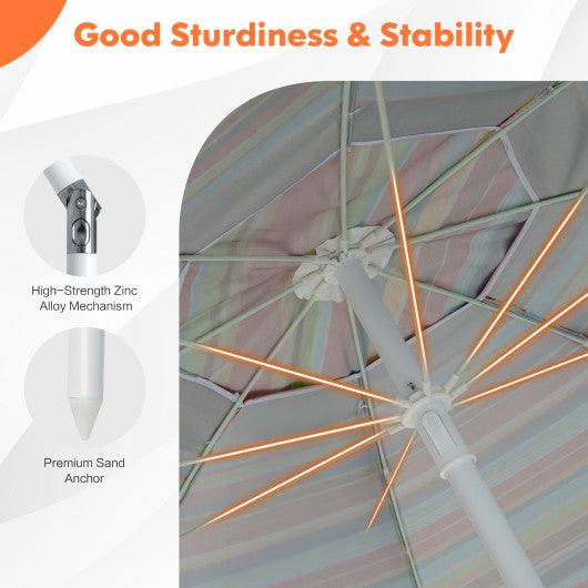 6.5 Feet Patio Beach Umbrella with Cup Holder Table and Sandbag-Orange at Set Shop and Smile