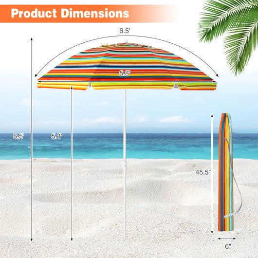 6.5 Feet Patio Beach Umbrella with Cup Holder Table and Sandbag-Orange at Set Shop and Smile
