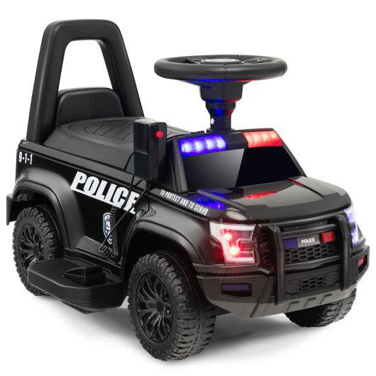 6V Kids Ride On Police Car with Real Megaphone and Siren Flashing Lights-Black at Set Shop and Smile