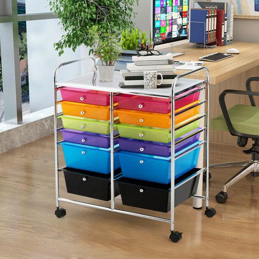 12 Drawers Rolling Cart Storage Scrapbook Paper Organizer Bins-Multicolor at Set Shop and Smile