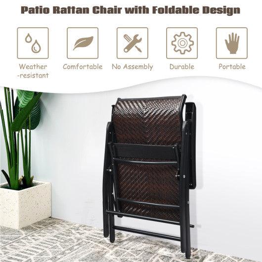 2 Pieces Patio Rattan Folding Reclining Chair at Set Shop and Smile