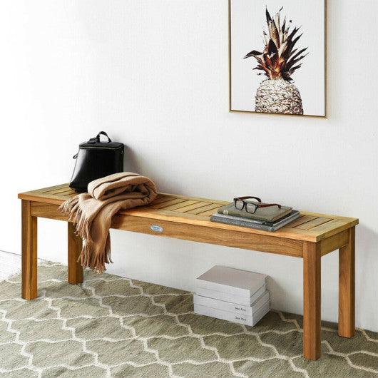 52 Inch Outdoor Acacia Wood Dining Bench Chair at Set Shop and Smile