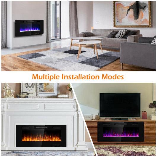 42 Inch Recessed Ultra Thin Electric Fireplace with Timer at Set Shop and Smile