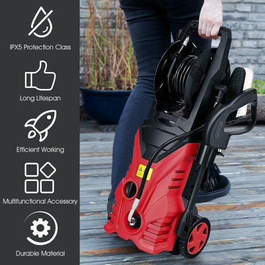 1800W 2030PSI Electric Pressure Washer Cleaner with Hose Reel-Red at Set Shop and Smile