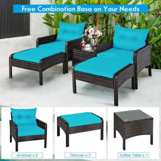 5 Pcs Patio Rattan Furniture Set Sofa at Set Shop and Smile