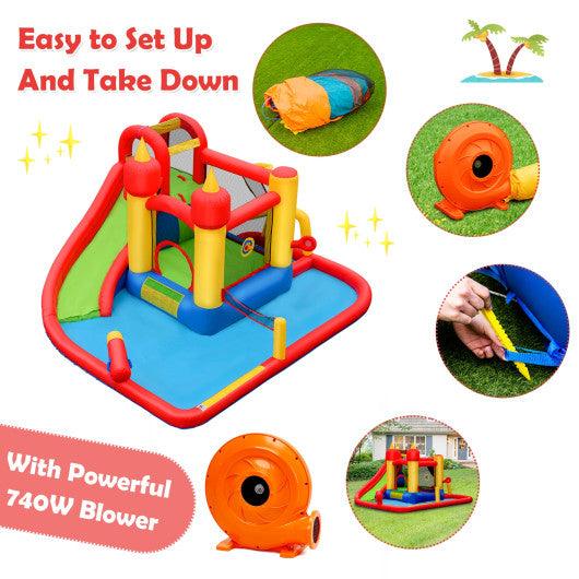 Inflatable Blow Up Water Slide Bounce House with 740 W Blower at Set Shop and Smile