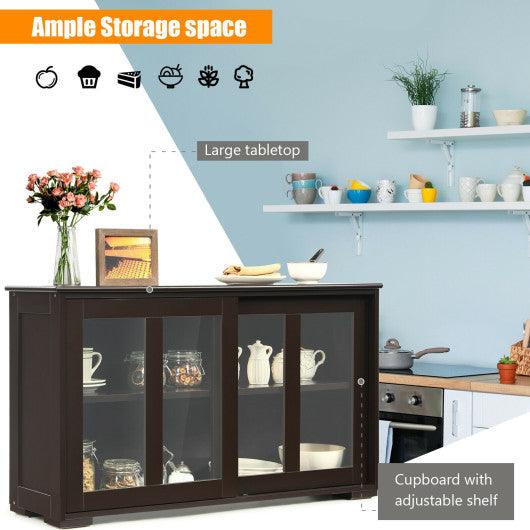 Sideboard Buffet Cupboard Storage Cabinet with Sliding Door-Brown at Set Shop and Smile