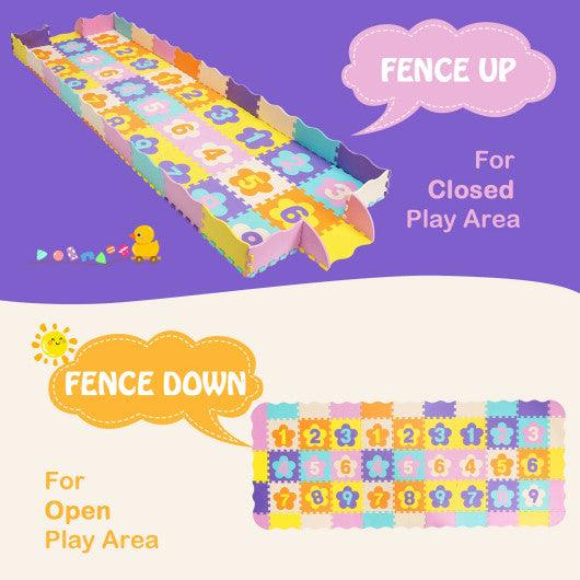 75 Pieces Baby Foam Interlocking Play Mat with Fence with Detachable Numbers at Set Shop and Smile