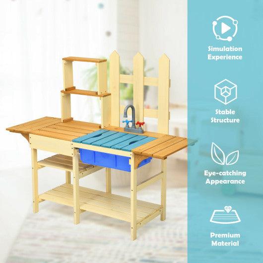 Kid's Outdoor Wooden Pretend Cook Kitchen Playset Toy at Set Shop and Smile
