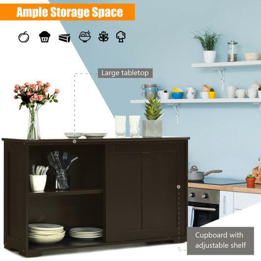 Kitchen Storage Cabinet with Wood Sliding Door-Brown at Set Shop and Smile