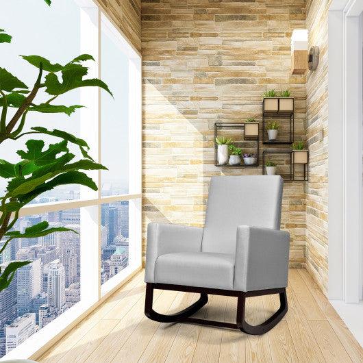 2-in-1 Fabric Upholstered Rocking Chair with Pillow-Light Gray at Set Shop and Smile