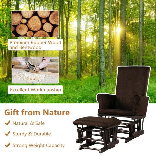 Baby Nursery Relax Rocker Rocking Chair Glider and Ottoman Cushion Set-Brown at Set Shop and Smile