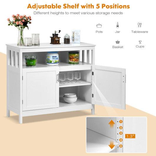 Kitchen Buffet Server Sideboard Storage Cabinet with 2 Doors and Shelf-White at Set Shop and Smile