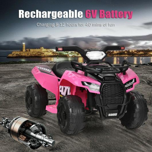 6V Kids ATV Quad Electric Ride On Car with LED Light and MP3-Pink at Set Shop and Smile
