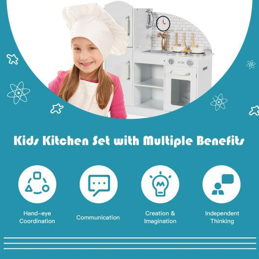 Kids Kitchen Playset Pretend Play Cooking Set with Vivid Faucet and Telephone at Set Shop and Smile