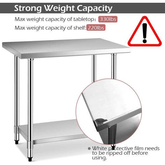 24 x 36 Inch Stainless Steel Commercial Kitchen Food Prep Table at Set Shop and Smile