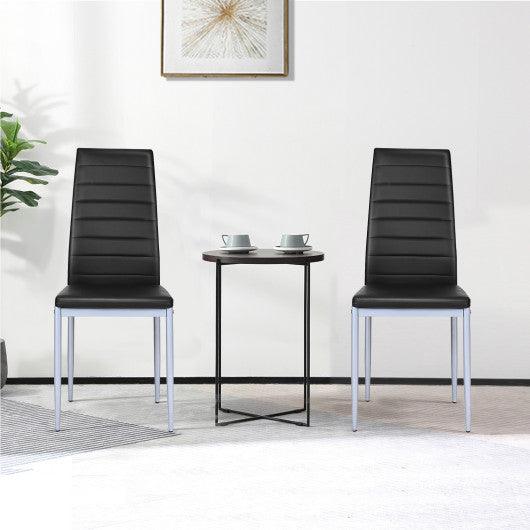 4 pcs PVC Leather Dining Side Chairs Elegant Design -Black at Set Shop and Smile