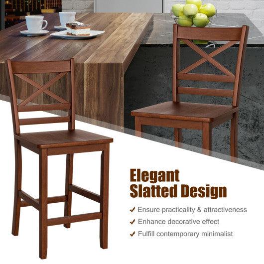 Set of 2 Bar Stools 24 Inch Counter Height Chairs with Rubber Wood Legs at Set Shop and Smile
