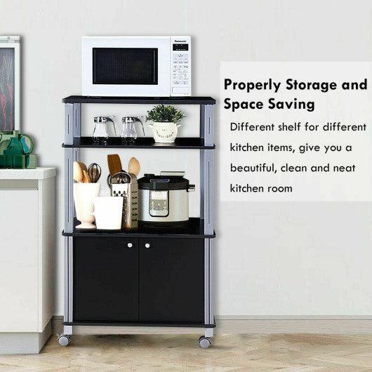 Microwave Rack Stand Rolling Storage Cart-Black at Set Shop and Smile