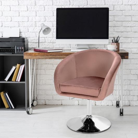 360 Degree Swivel Makeup Stool Accent Chair with Round Back and Metal Base-Pink at Set Shop and Smile