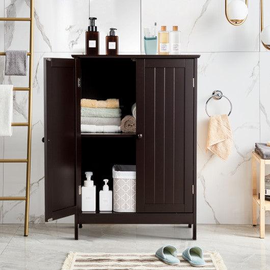 Bathroom Floor Storage Double Door Cupboard Cabinet-Brown at Set Shop and Smile