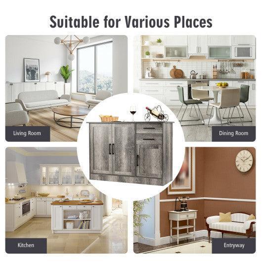 Buffet Storage Cabinet Kitchen Sideboard with 2 Drawers-Gray at Set Shop and Smile