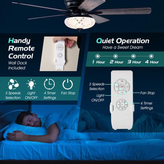 52 Inch Ceiling Fan with 3 Wind Speeds and 5 Reversible Blades-Gray at Set Shop and Smile