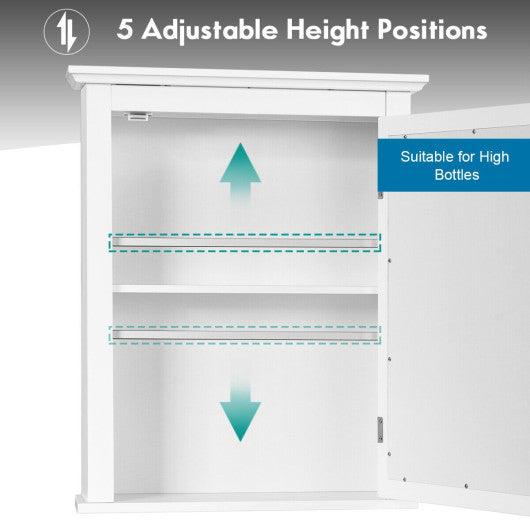 Bathroom Mirror Cabinet Wall Mounted Adjustable Shelf Medicine Storage-White at Set Shop and Smile