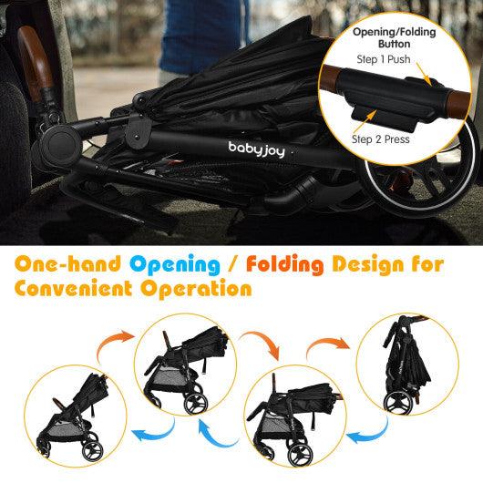 5-Point Harness Lightweight Infant Stroller with Foot Cover and Adjustable Backrest-Black at Set Shop and Smile