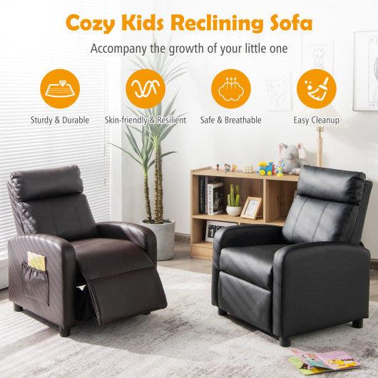 Ergonomic PU Leather Kids Recliner Lounge Sofa for 3-12 Age Group-Black at Set Shop and Smile