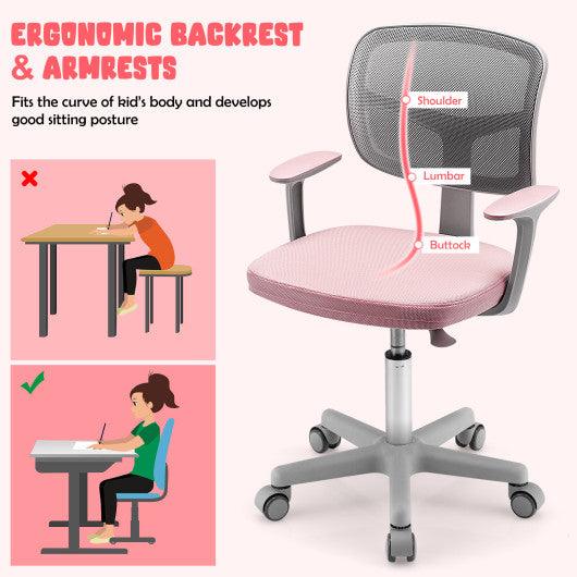 Adjustable Desk Chair with Auto Brake Casters for Kids-Pink at Set Shop and Smile