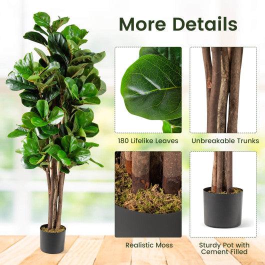 5 Feet Artificial Fiddle Leaf Fig Tree Decorative Planter at Set Shop and Smile