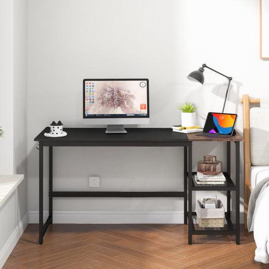 59 Inch Home Office Computer Desk with Removable Storage Shelves-Black at Set Shop and Smile