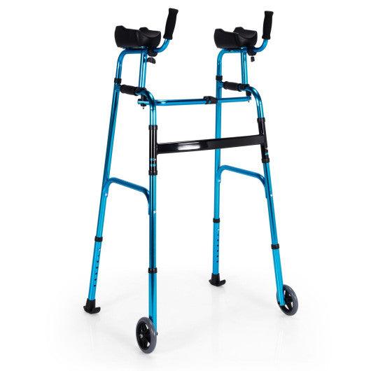 Folding Adjustable Aluminum Wheel Walking Frame-Navy at Set Shop and Smile