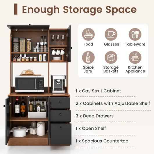 71 Inch Kitchen Pantry with 3 Storage Cabinet and 3 Deep Drawers-Walnut at Set Shop and Smile