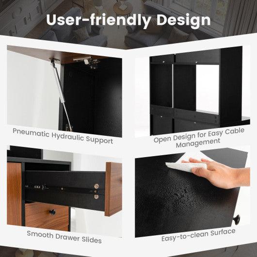 71 Inch Kitchen Pantry with 3 Storage Cabinet and 3 Deep Drawers-Walnut at Set Shop and Smile