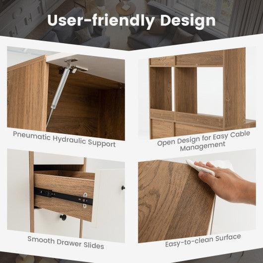 71 Inch Kitchen Pantry with 3 Storage Cabinet and 3 Deep Drawers-White at Set Shop and Smile