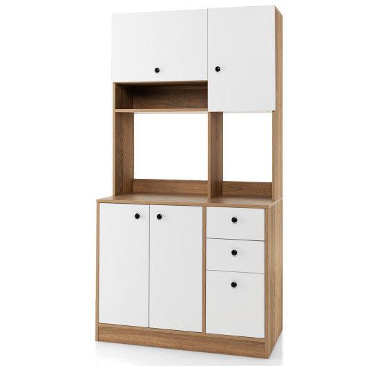 71 Inch Kitchen Pantry with 3 Storage Cabinet and 3 Deep Drawers-White at Set Shop and Smile