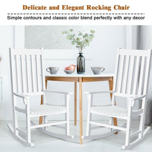 Indoor Outdoor Wooden High Back Rocking Chair-White at Set Shop and Smile