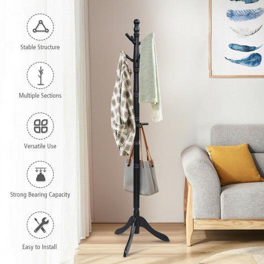 Entryway Height Adjustable Coat Stand with 9 Hooks-Black at Set Shop and Smile
