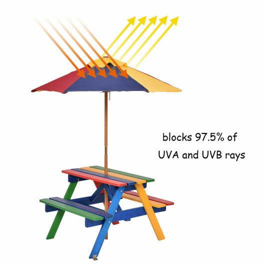 4 Seat Kids Picnic Table with Umbrella at Set Shop and Smile