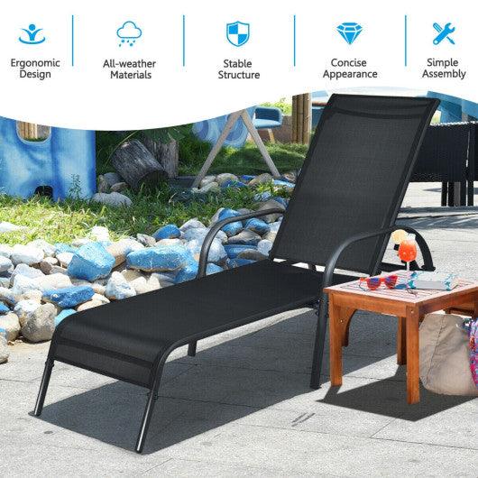 Adjustable Patio Chaise Folding Lounge Chair with Backrest-Black at Set Shop and Smile