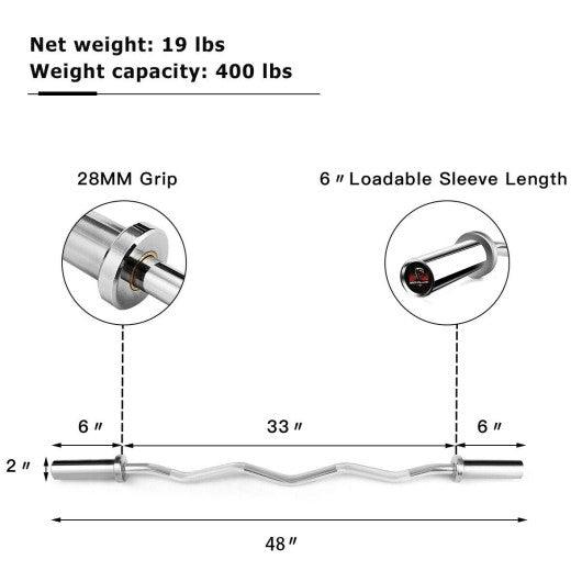 47 Inch Chrome Steel Home Gym Fitness Equipment Bar at Set Shop and Smile