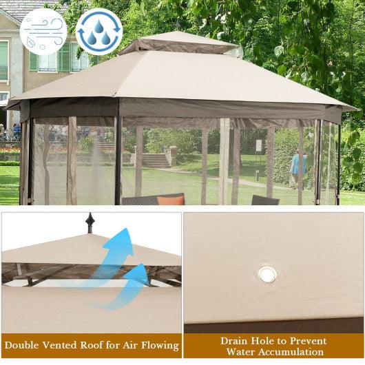10’x 12’ Octagonal Patio Gazebo-Beige at Set Shop and Smile