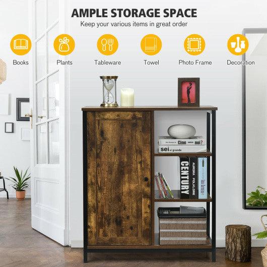 Multipurpose Freestanding Storage Cabinet with 3 Open Shelves and Doors at Set Shop and Smile