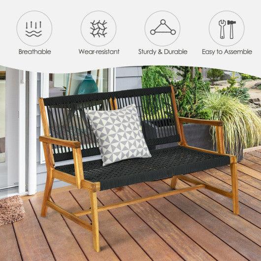 2-Person Acacia Wood Yard Bench for Balcony and Patio-Black at Set Shop and Smile