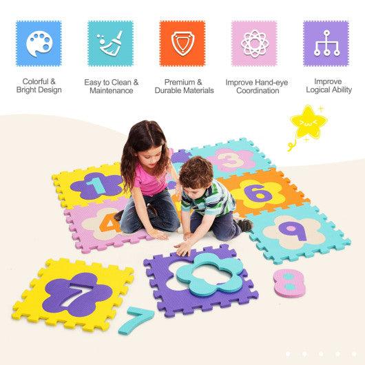 75 Pieces Baby Foam Interlocking Play Mat with Fence with Detachable Numbers at Set Shop and Smile