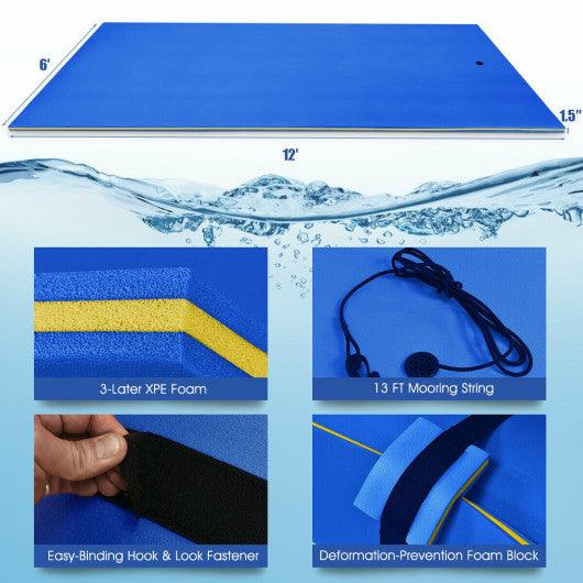 12 x 6 Feet 3 Layer Floating Water Pad-Blue at Set Shop and Smile