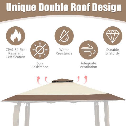 13 Feet x 13 Feet Pop Up Canopy Tent Instant Outdoor Folding Canopy Shelter-Brown at Set Shop and Smile